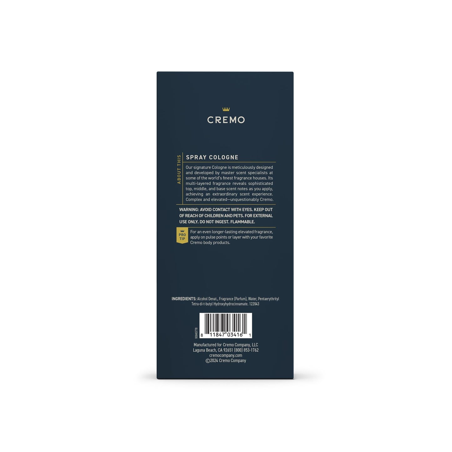 Cremo Cologne for Men – Palo Santo 3.4oz Spray, Bright Cardamom, Dry Papyrus & Aromatic Palo Santo, Long-Lasting Men’s Fragrance