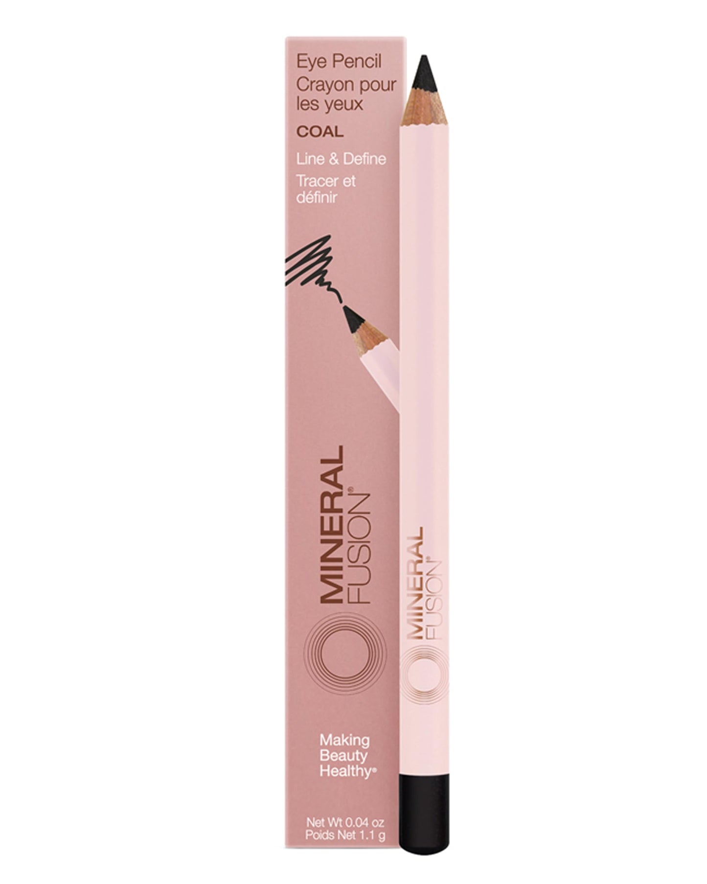 Mineral Fusion Eye Pencil (Black - Coal) - Eyeliner with Soothing Chamomile, Meadowfoam & Vitamin E - Smooth & Long Lasting, Hypoallergenic