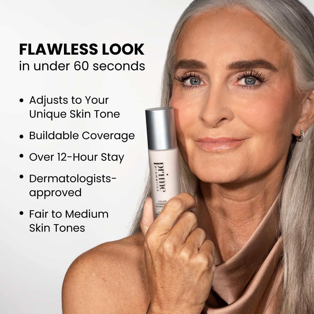 Prime Prometics Color Changing Foundation for Mature Women - Instantly Adapts to Your Skin Tone - Buildable Light-to-Medium Coverage - 12-Hour Wear Beauty and Personal Care PRIME PROMETICS