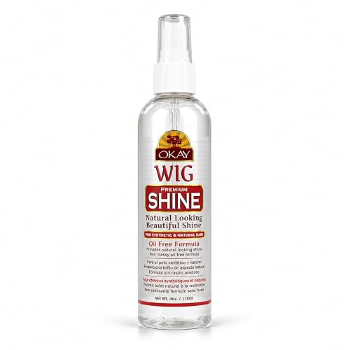 OKAY Pure Naturals Premium Wig Shine - Oil Free Wig Shine Spray for Synthetic & Human Hair Wigs, Spritz for Women & Men to Detangle & Moisturize, Silk