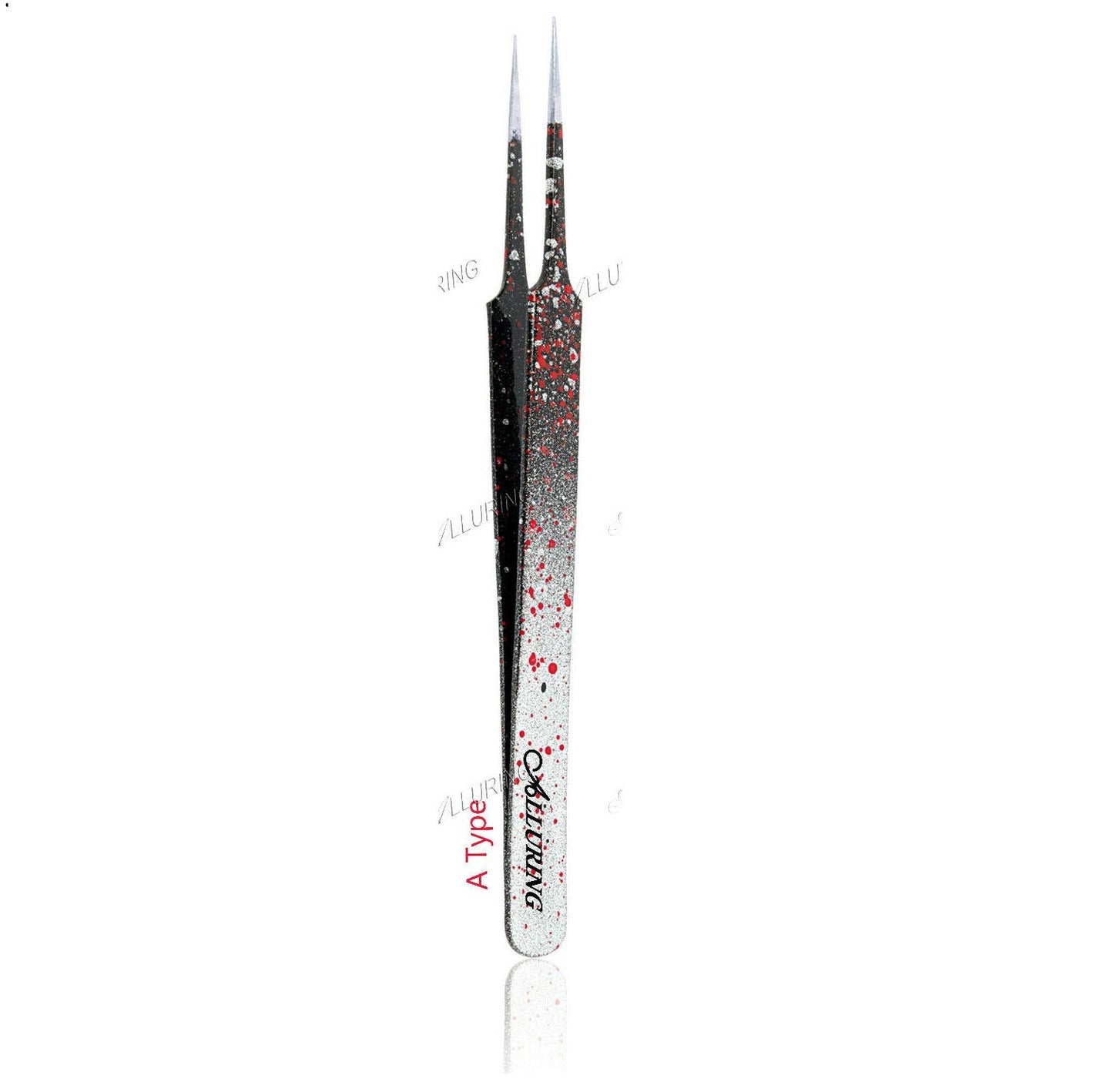 Alluring Ombre Black & Red Tweezers for Eyelash Extension for Volume Lashes 3D, 5D & 6D lashes - A TYPE STRAIGHT TWEEZERS Beauty and Personal Care Alluring