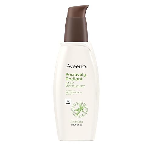 Aveeno Positively Radiant Face Moisturizer with SPF 30 Sunscreen, Hydrating Facial Moisturizer with Soy Extract to Visibly Improve Skin Tone