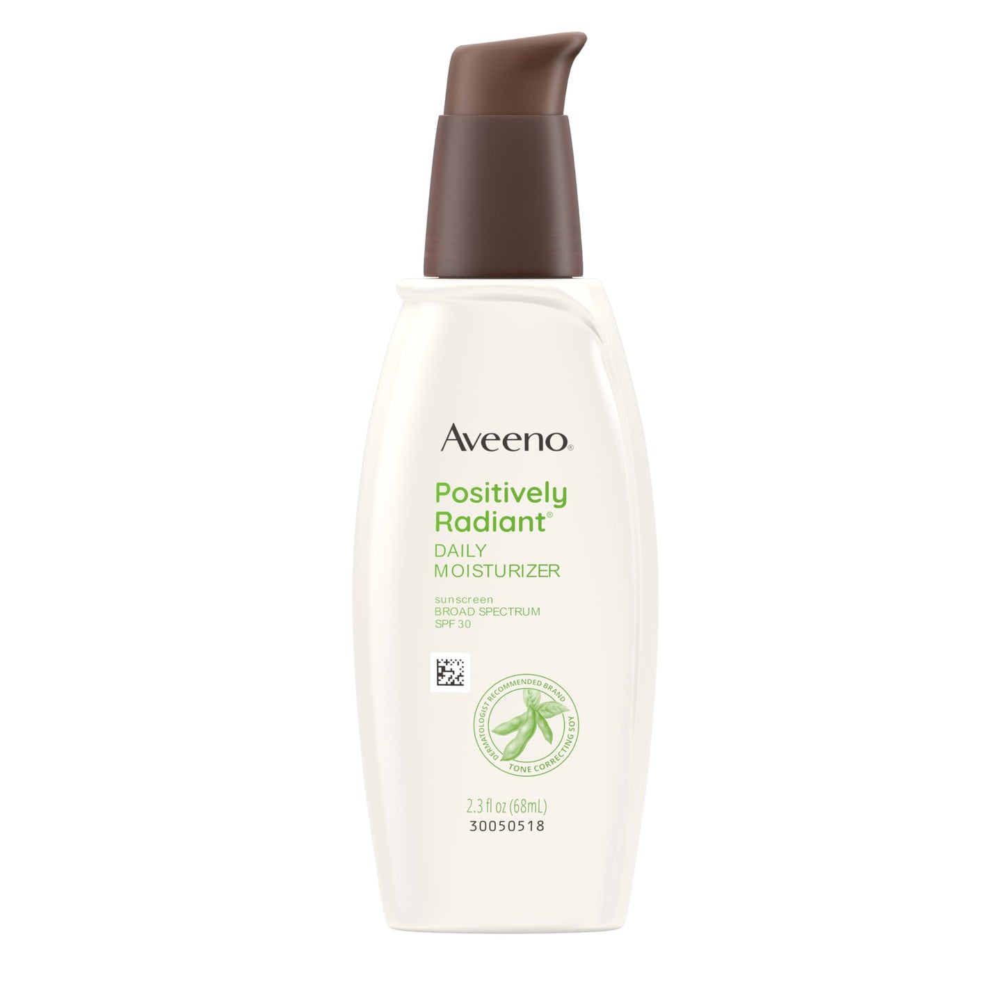 Aveeno Positively Radiant Face Moisturizer with SPF 30 Sunscreen, Hydrating Facial Moisturizer with Soy Extract to Visibly Improve Skin Tone
