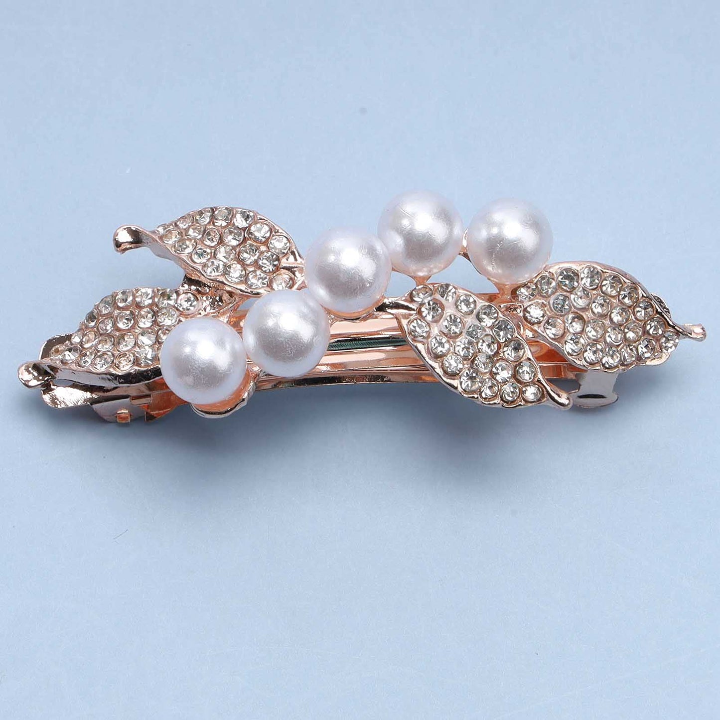 Yheakne Bridal Pearl Rhinestone Hair Clip Barrette Shining Headwear Crystal Hair Barrette Clip Wedding Headpieces Hair Accessories for Women and Girls