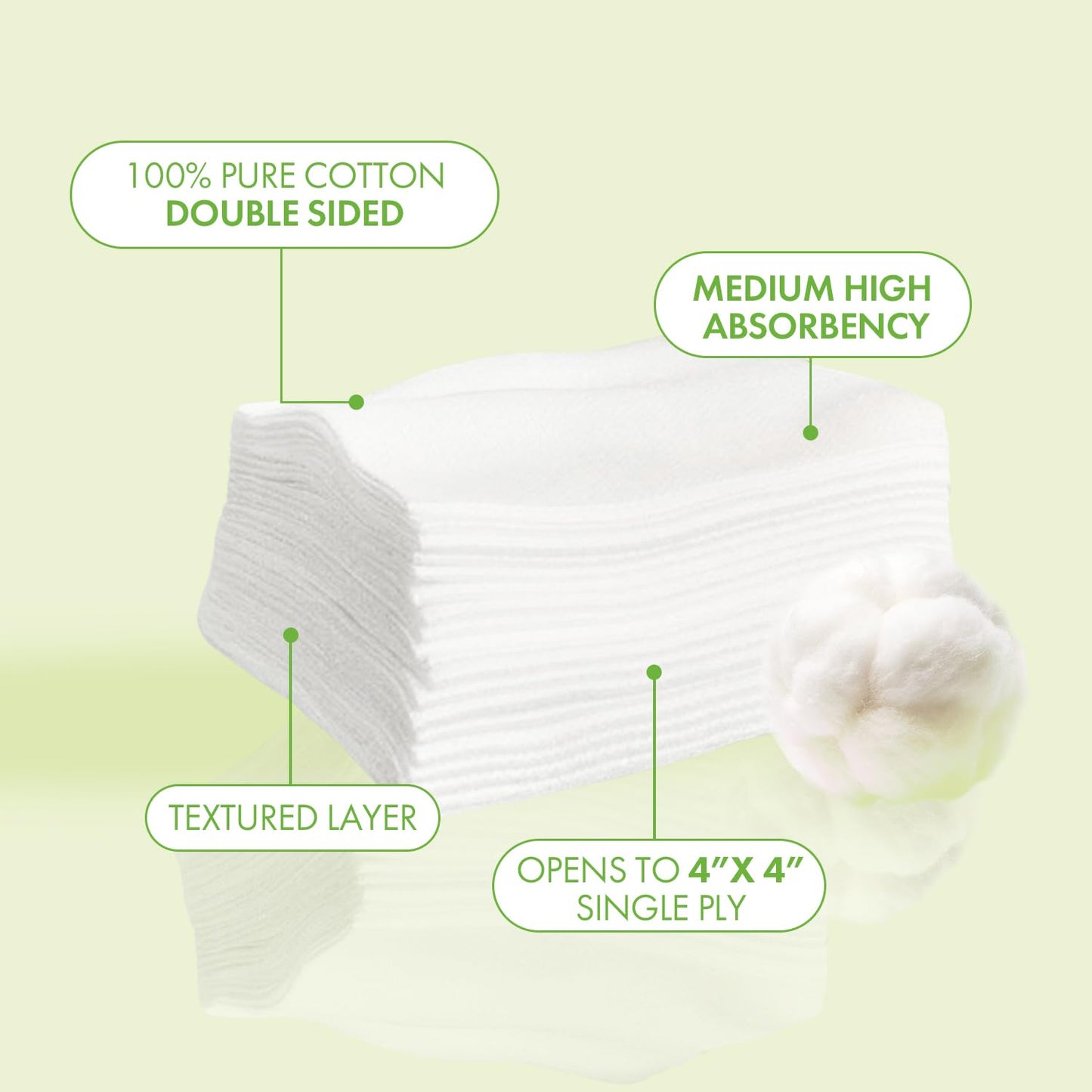 Intrinsics Petite 2x2 Cotton Squares (200 Count) | 4-Ply Cotton Pads for Face & Makeup Removal | Lint-Free Facial Cleansing Pads & Face Pads for Toner