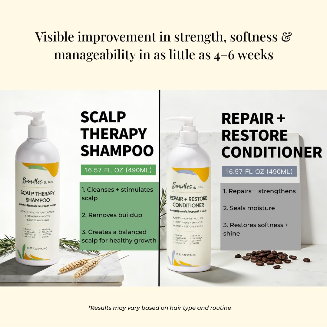 Rosemary & Biotin Shampoo and Conditioner Set for Hair Growth & Thinning Hair | Scalp Therapy System for Women | Sulfate Free, with Rice Water