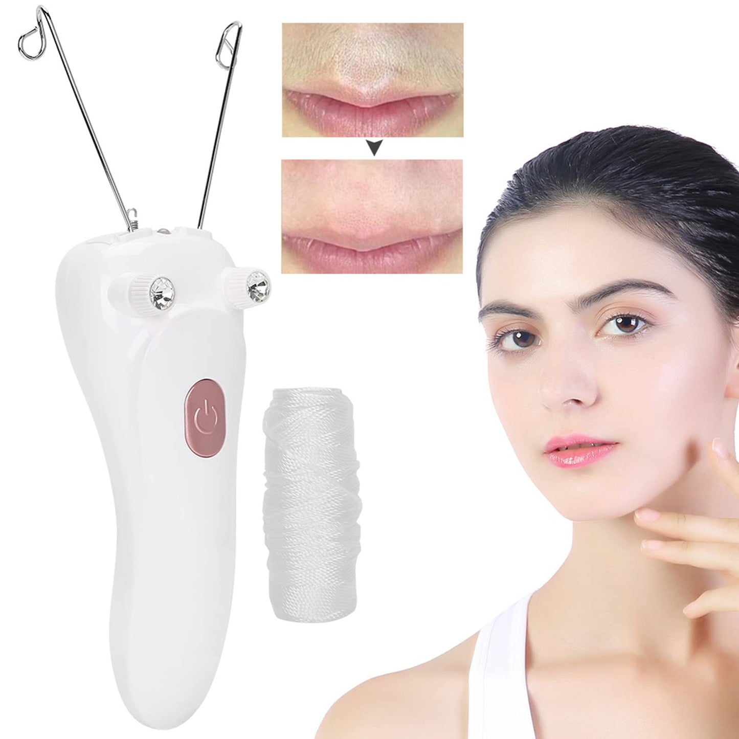 Threading Hair Removal, Hair Removal Device, Electric Threading Epilator USB Hair Remover for & Body Hair Removal with Cotton Thread Roll (Pinks) Beauty and Personal Care Betued