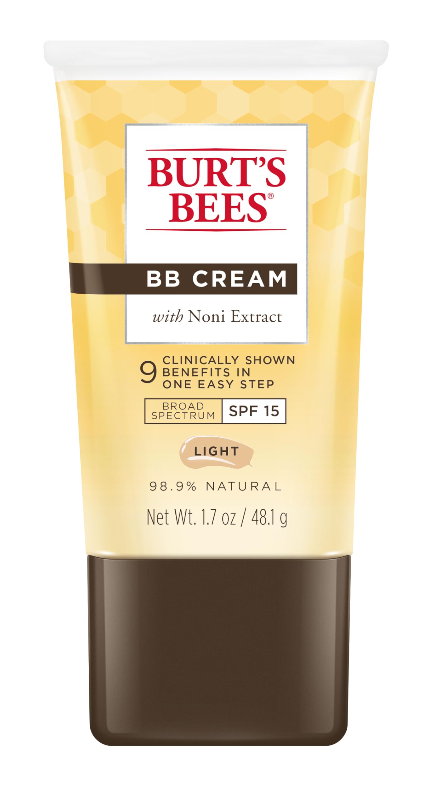 Burt's Bees BB Cream With SPF 15, Broad-Spectrum Sunscreen Tinted Lotion for All Skin Types, 98.9 Percent Natural Origin Skin Care, Light, 1.7 oz.