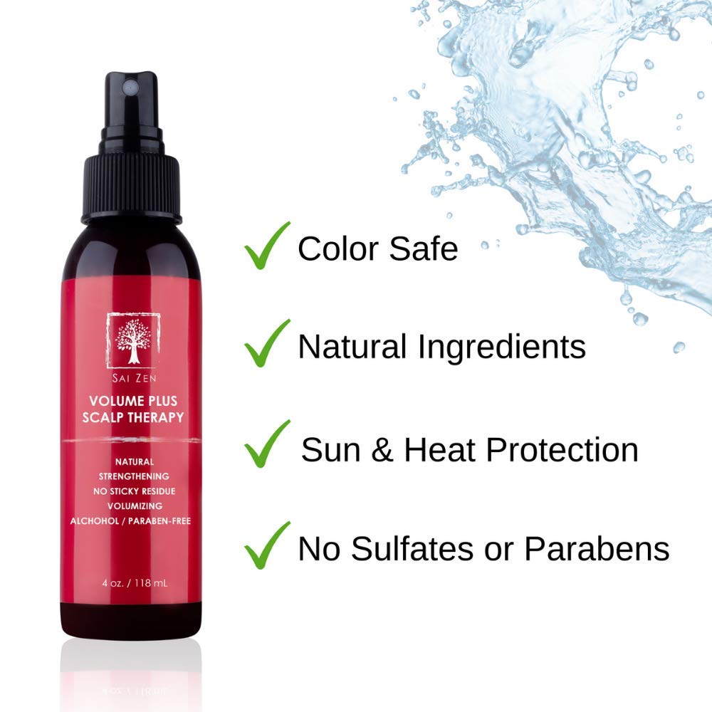 Sai Zen Volume Plus Scalp Therapy Spray | Post-Shower Hair Strengthening Formula | Made in USA |Alcohol and Paraben Free, 4 oz.