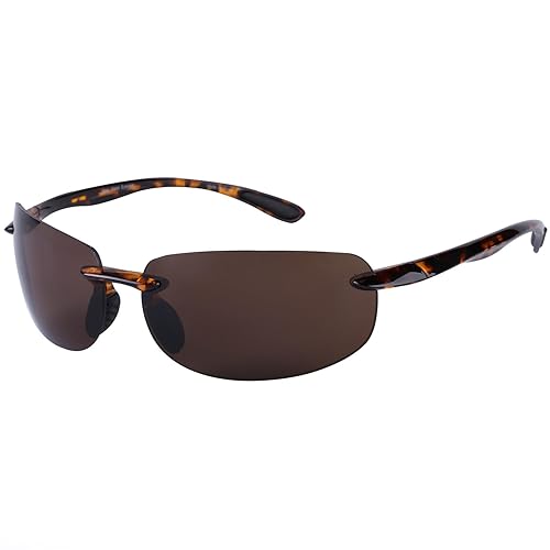"Lovin Maui" Sport Wrap Polarized Sunglasses for Men and Women - Hard Case Included (Tortoise)