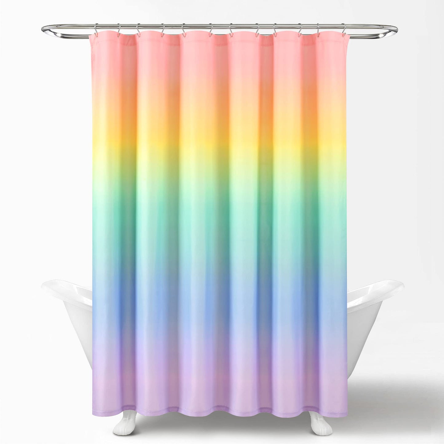 Lush Decor Rainbow Ombre Shower Curtain, 72" x 72", Rainbow & Turquoise