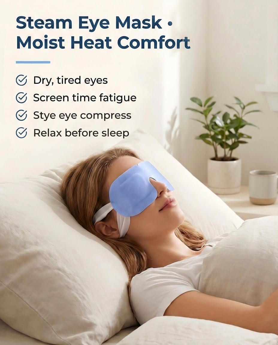 Warm Eye Compresses for Dry Eyes: 10 Packs Disposable Steam Eye Mask for Tired Eyes & Puffiness - Heated Sleep Mask for Fast Relief - Ideal for Spa Beauty and Personal Care Facemoon