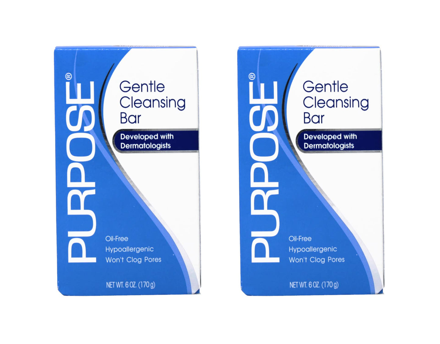 PURPOSE Gentle Cleansing Bar, Gentle As Water, All Skin Types, For Sensitive & Dry Skin, Oil-free, Hypoallergenic, Sulfate-Free, 6 oz Bar (Pack of 2)