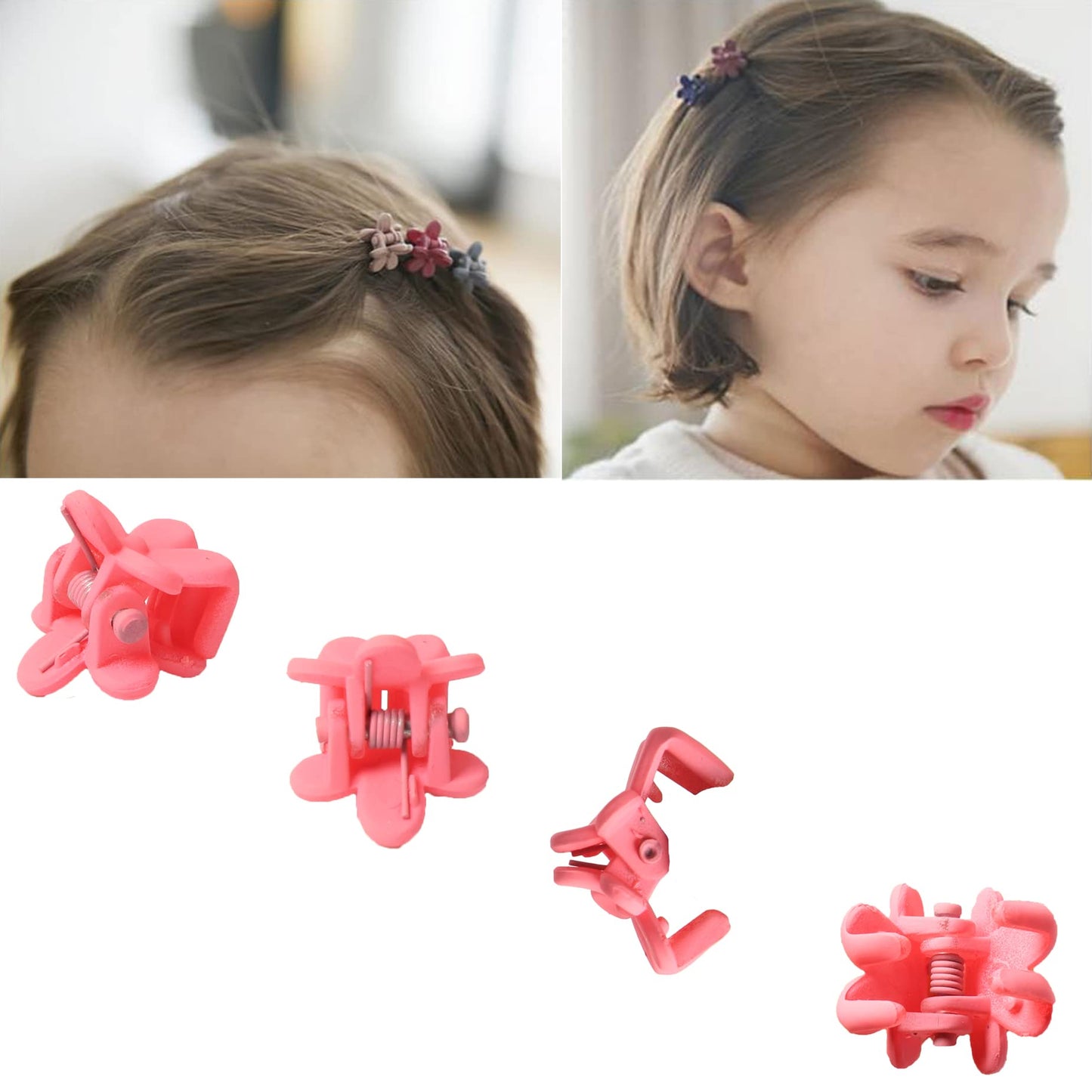 40Pcs Baby Girls Hair Bangs Mini Hair Claw Clip Kids Hair Pin 20 Colors for Girls (Flower)
