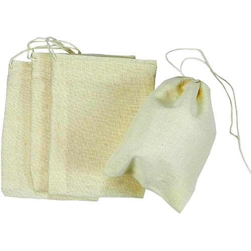 Regency Wraps 100% Cotton Drawstring Bag, Pouches for Enclosing Bulk Spices, Tea, Potpourri, and Jewelry, 100% Cotton Mini Bags, 3" x 4", Pack of 4…