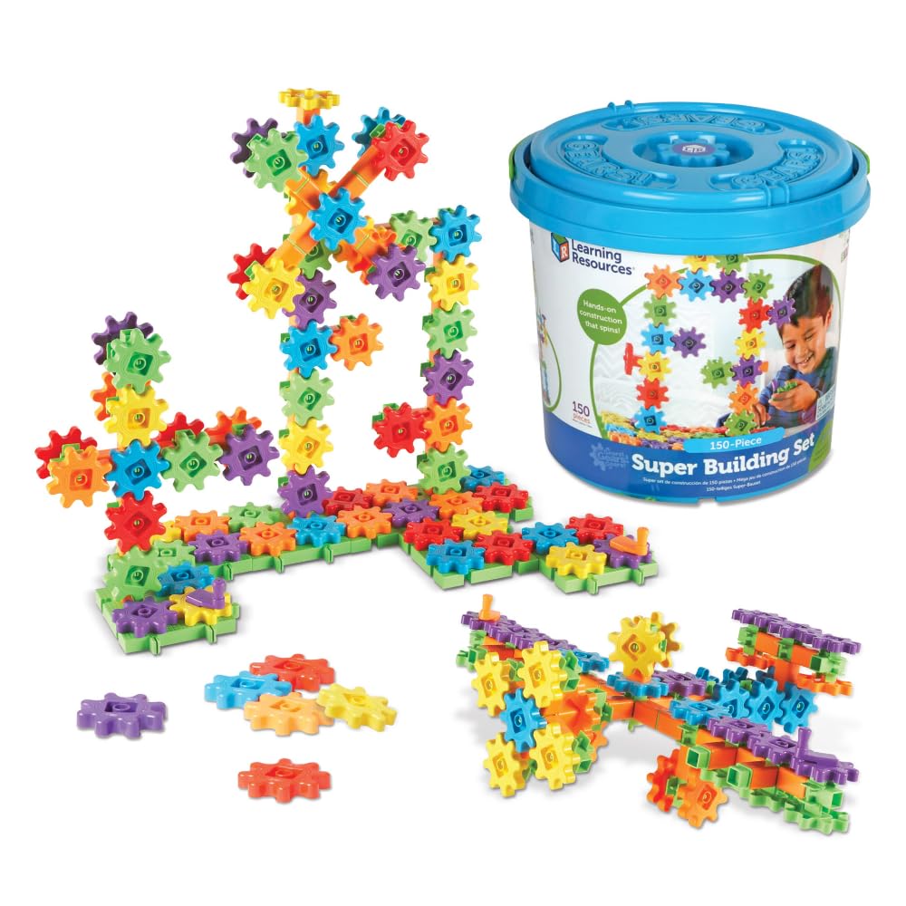 Learning Resources Gears! Gears! Gears! Super Building Set - STEM Construction Toy for Kids, Toddler Engineers Kit, Fine Motor Skills & Science Play