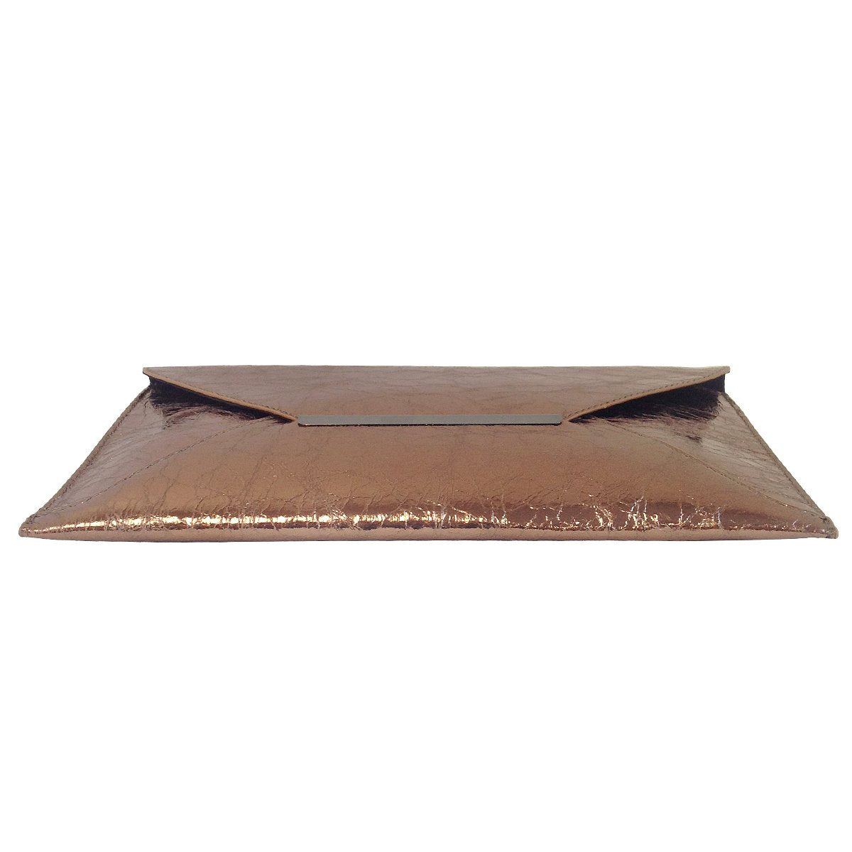 JNB Crushed Metallic Envelope Clutch, Bronze