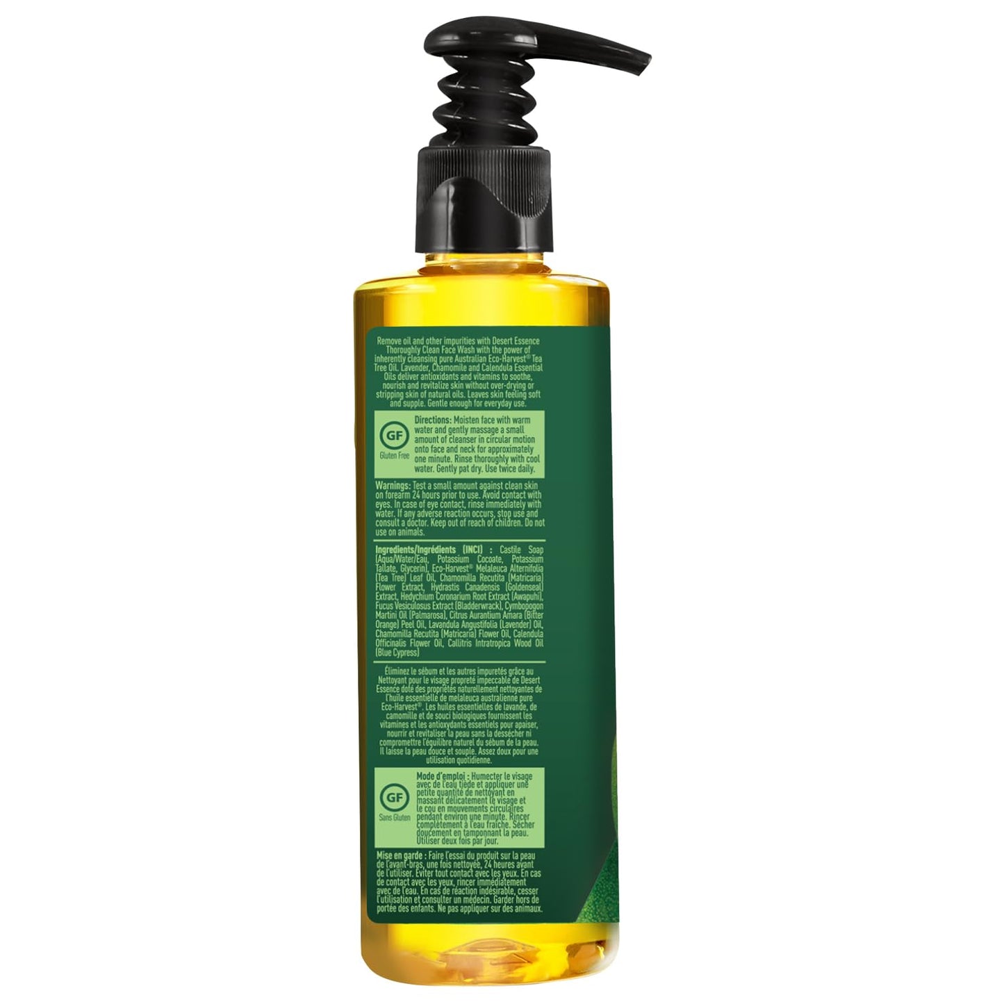 Desert Essence Thoroughly Clean Face Wash with Tea Tree Oil - Natural Facial Cleanser with Castile Soap & Coconut Oil - For Oily & Sensitive Skin