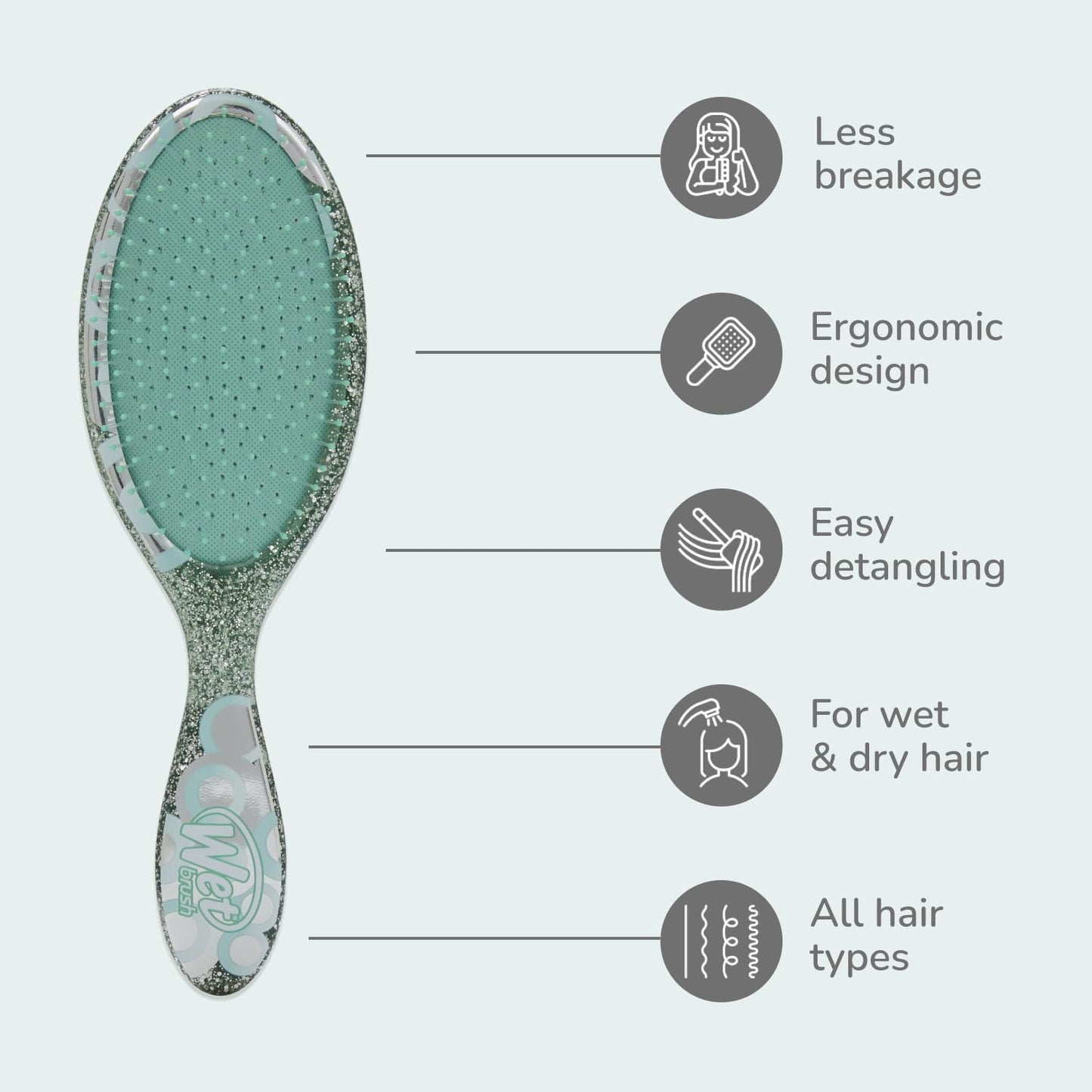 Wet Brush Original Detangler Hair Brush, Teal (Groovy Disco), Ultra-Soft IntelliFlex Bristles, Detangling Bristles Glide Through Tangles (Wet Dry Beauty and Personal Care Wet Brush