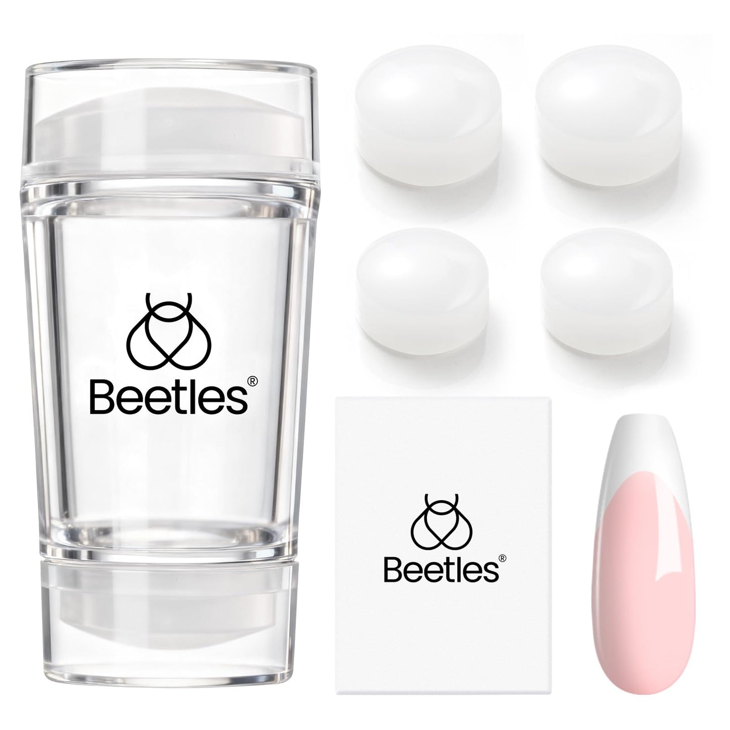 Beetles French Tip Tool Nail Stamp 6Pcs Silicone French Tips Stamp Kit with Replacement Stamper Heads and Scrapers Silicone Nail Art Printing Stuff Beauty and Personal Care beetles Gel Polish Default Title