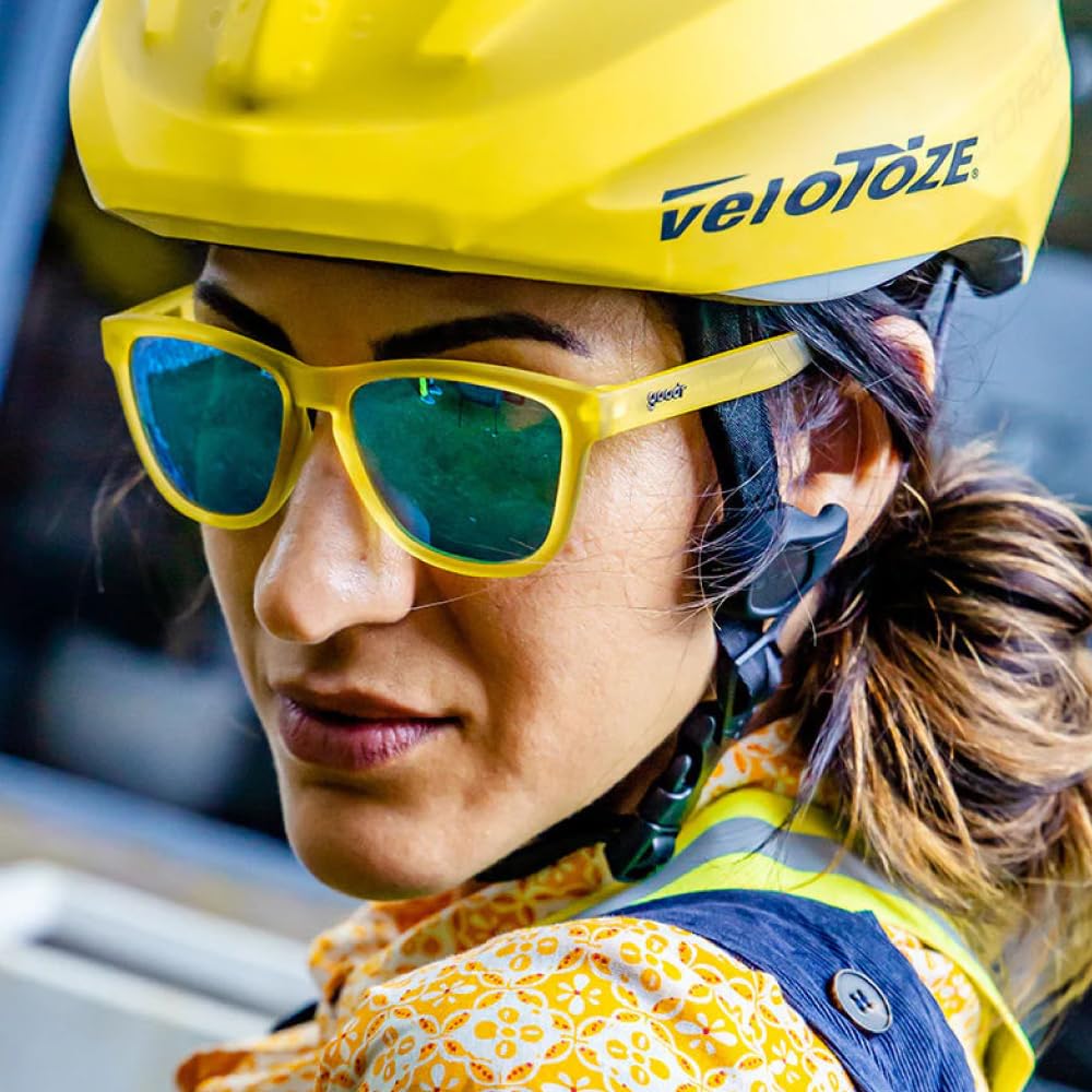 goodr Swedish Meatball Hangover Polarized Sunglasses, Medium Sized (OG), Yellow Translucent Frames with Blue Mirrored Reflective Lens, UV400