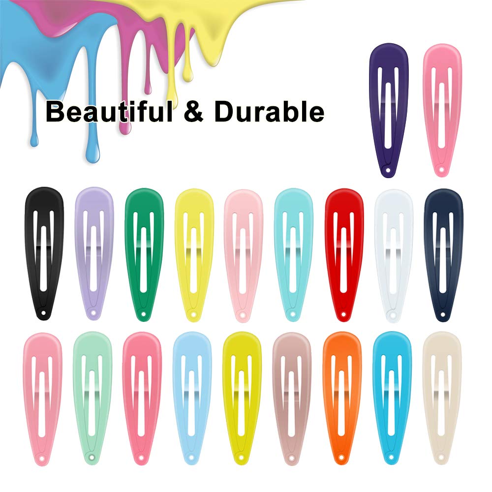 Hair Clips, ECADY (100-Pack 20 Colors) Non-Slip Snap Barrettes for Girls, Women, Kids - 2 Inch