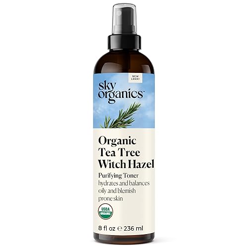 Sky Organics Organic Tea Tree & Witch Hazel for Face, Purifying Facial Toner to Hydrate, Soothe, Cleanse and Balance Blemish-Prone Skin, Helps