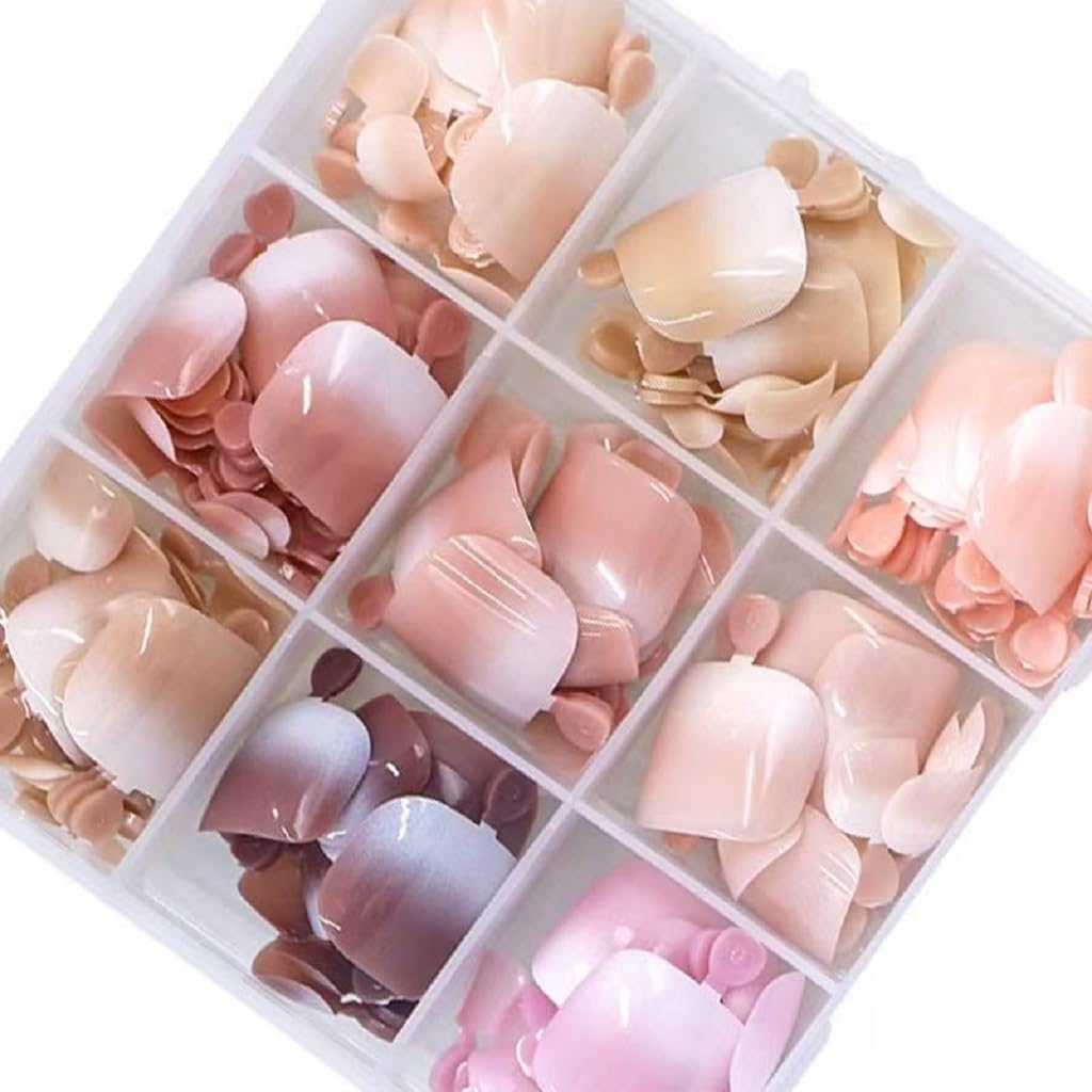 216 Pcs Ombre Press on Toenails Short Square Fake Toe Nails, Full Cover Glossy Gradient Acrylic False Toenails Acrylic Glue on Toe Nails for Women Beauty & Personal Care SPNBCQ