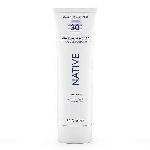 Native Sunscreen SPF 30, Zinc Oxide Dermatologist Tested Suitable for Sensitive Skin & Hawaii Compliant, 5 Ounces | Unscented Sun Protection Lotion