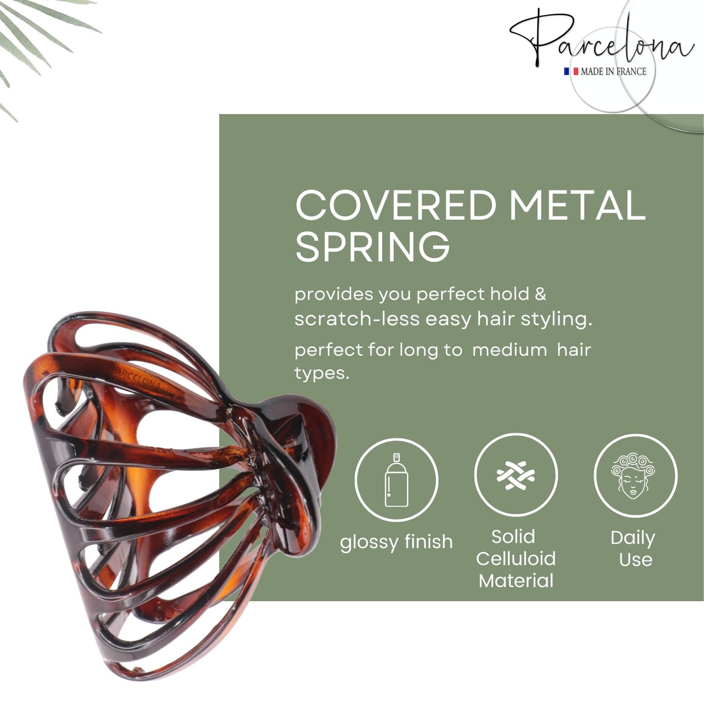 Parcelona French Octopus Large Wide Tortoise Shell Celluloid Acetate Jaw Hair Claw Clip for Women