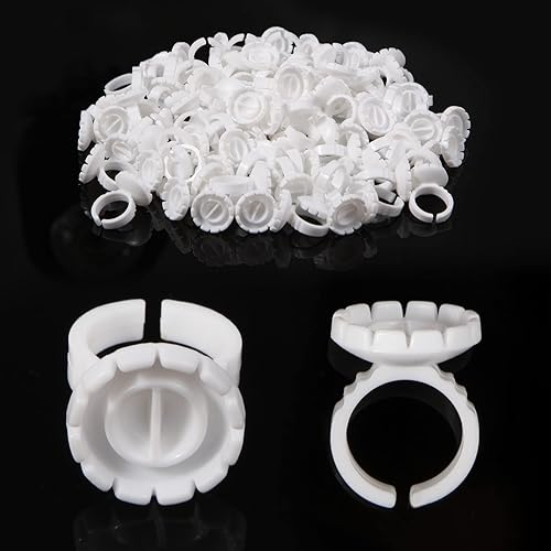 Burboeiy 100PCS Lash Rings for Eyelash Extensions - Smart Glue Cups with Eyelash Glue Holder