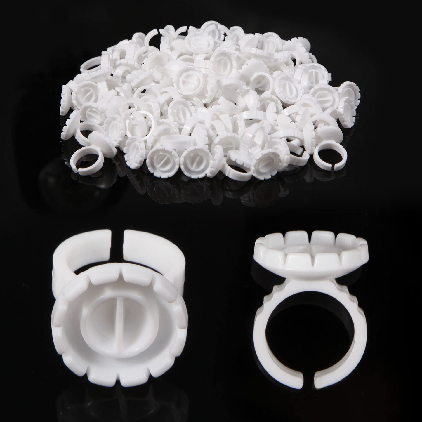 Burboeiy 100PCS Lash Rings for Eyelash Extensions - Smart Glue Cups with Eyelash Glue Holder