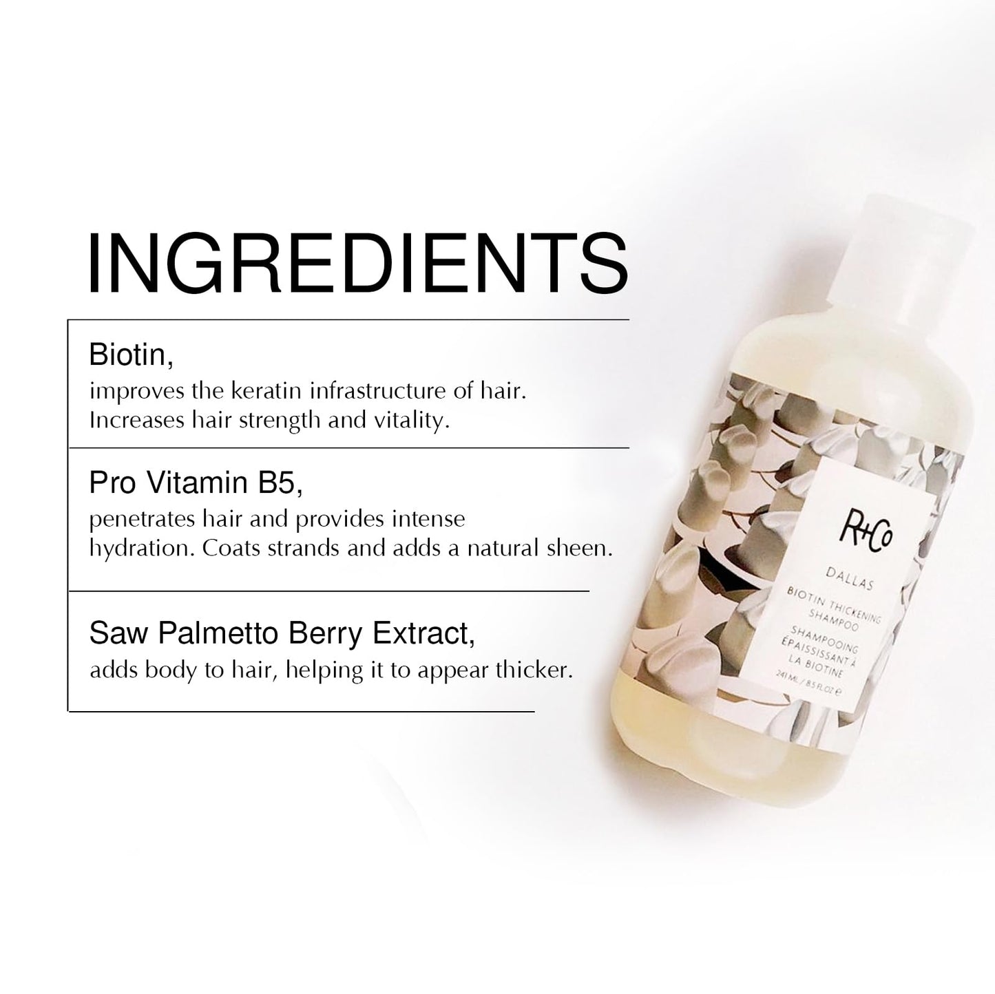 R+Co Dallas Biotin Thickening Shampoo and Conditioner Liter Set- Volumizing Formula for Fine, Thin Hair - Adds Strength, Body & Fullness