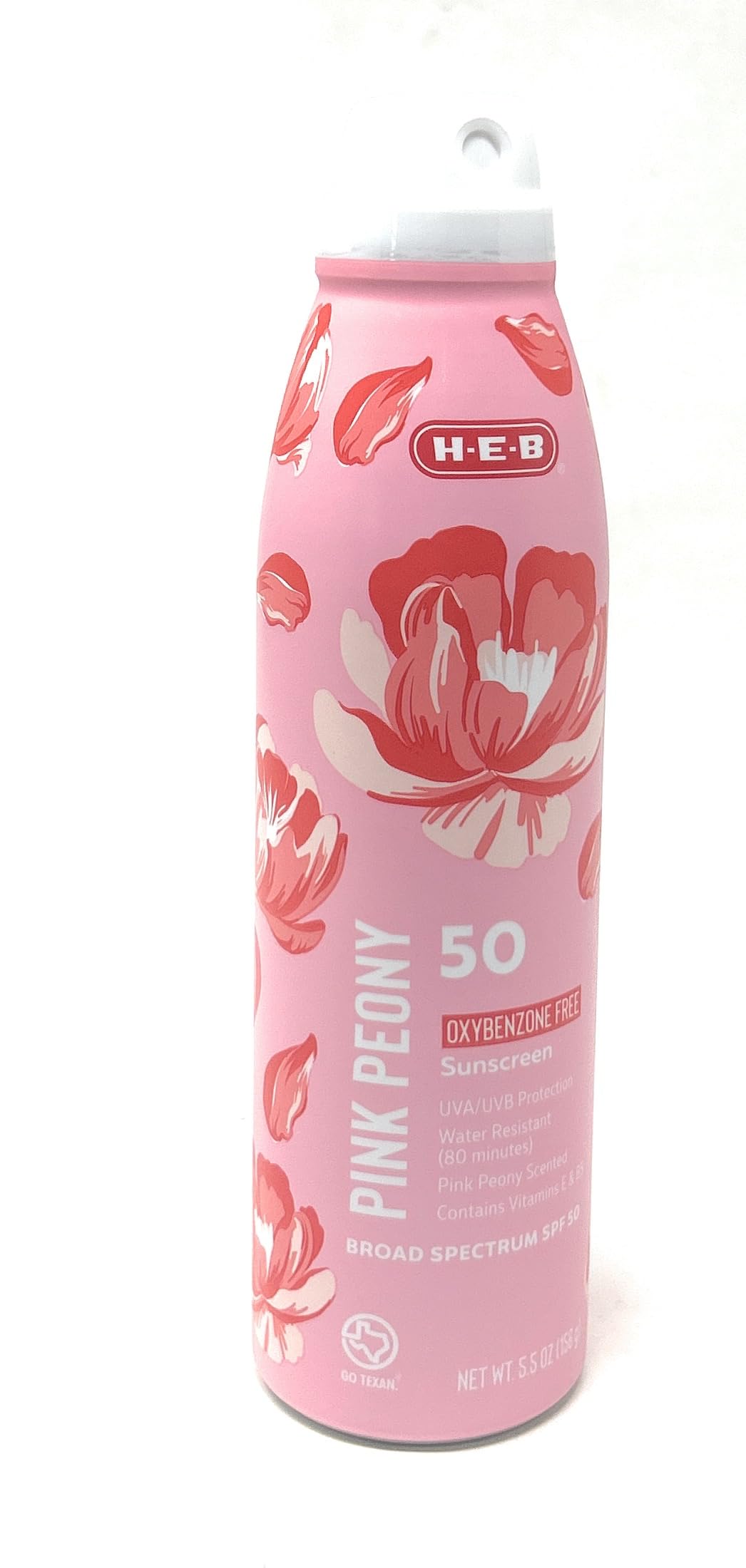 H-E-B Pink Peony Flower Scented Sunscreen Spray - SPF 50-5.5oz bottle