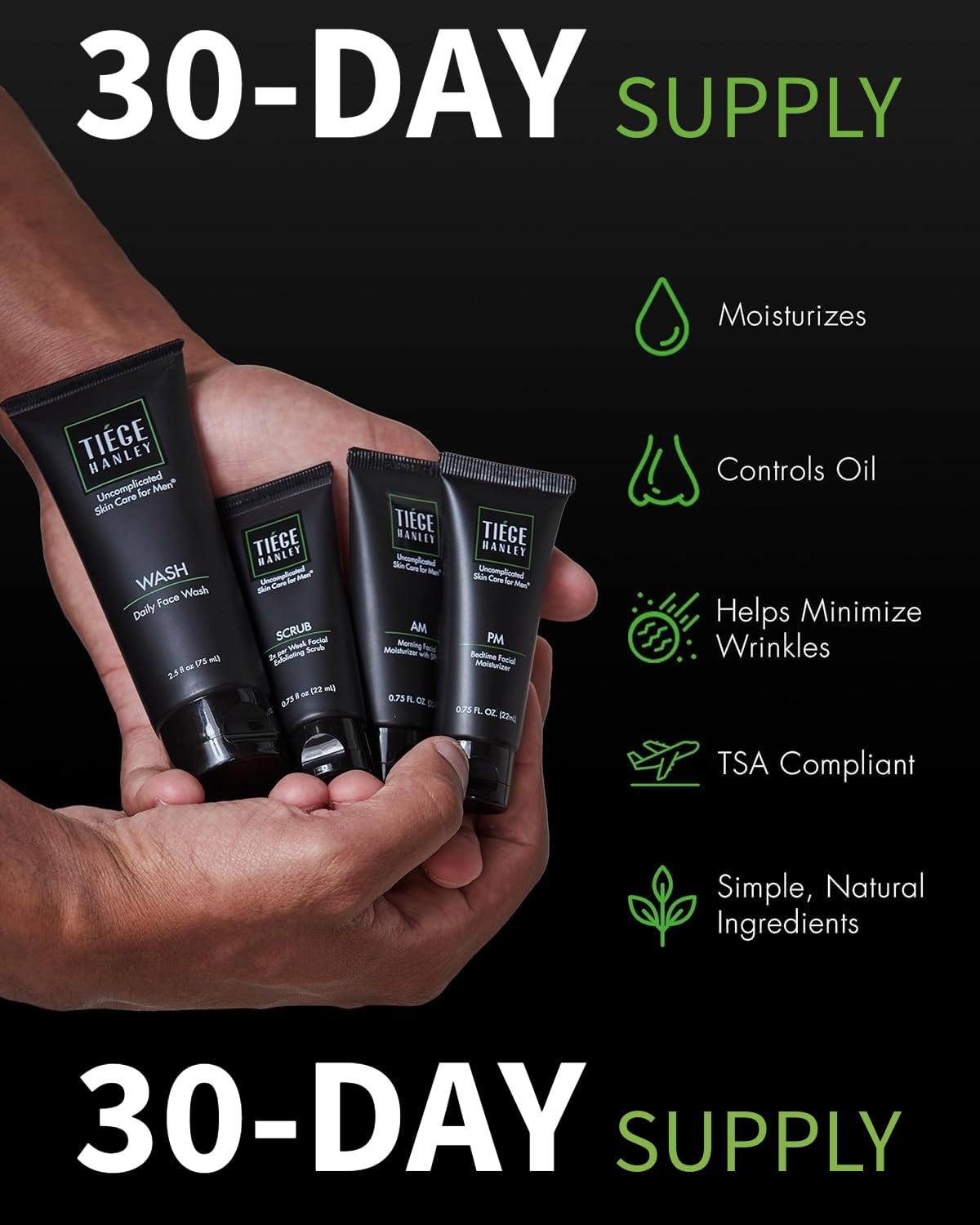 Tiege Hanley Skin Care Set for Men, Essential Routine, System Level 1, Daily Face Wash, Facial Scrub, Moisturizer With SPF, and Night Cream Beauty and Personal Care Tiege Hanley