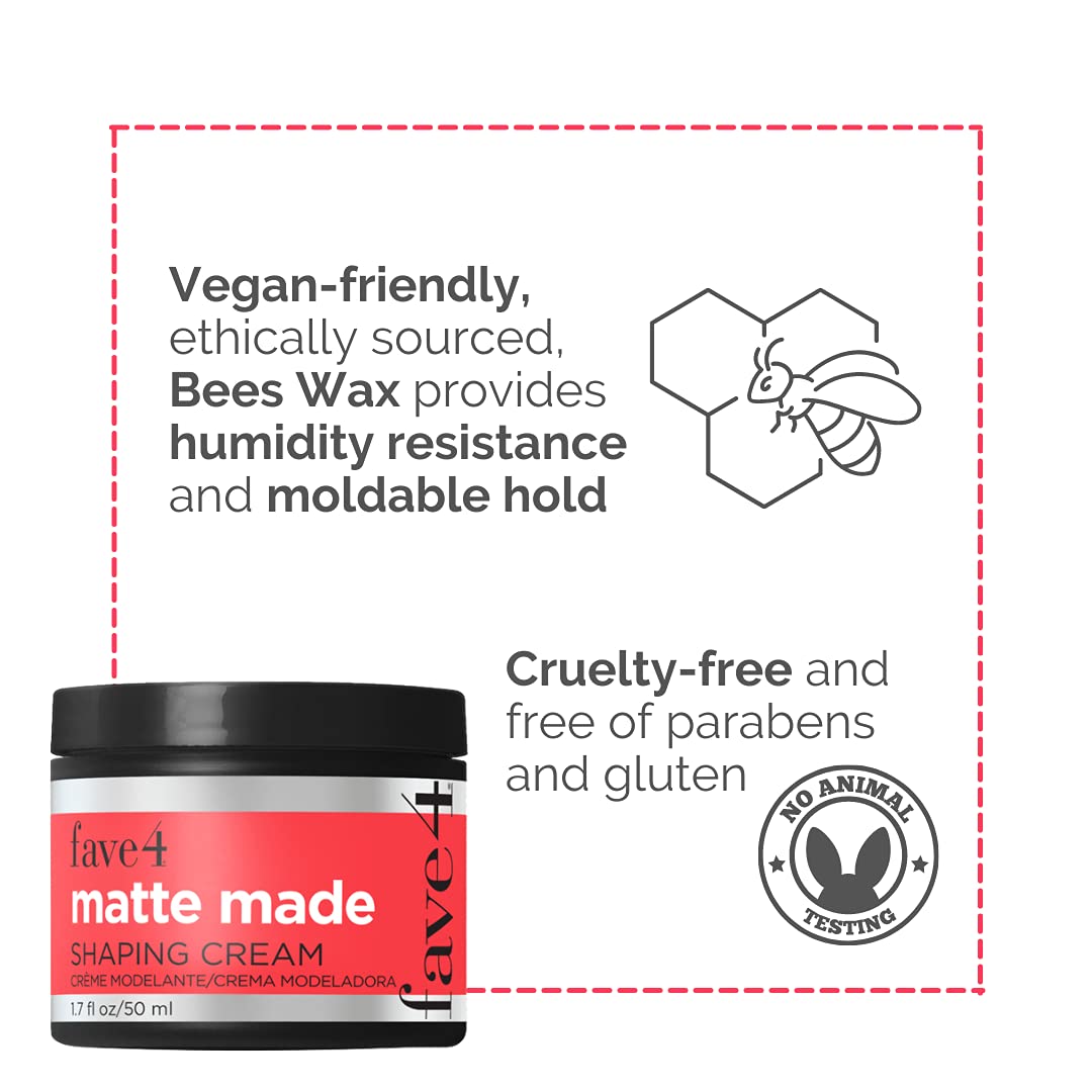 fave4 hair Matte Made Shaping Cream for Men, Lightweight Pomade Finish for Styling, 1.7 fl oz