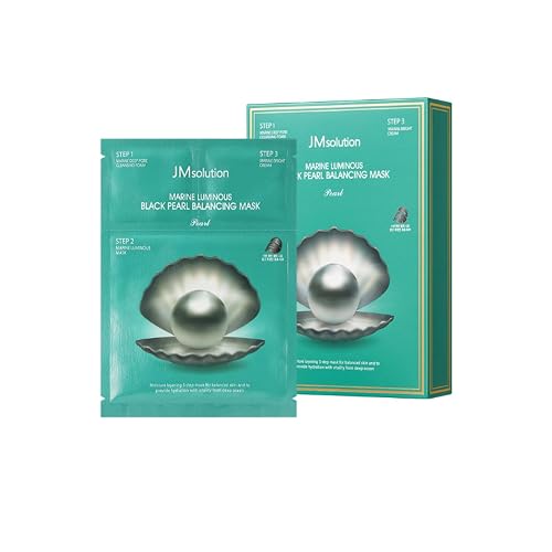 JMsolution Marine Luminous Black Pearl 3 Step Mask (10 Sets) | Bubble Cleanser + Black Sheet Mask + Finishing Cream | Oil & Moisture Balance Korean