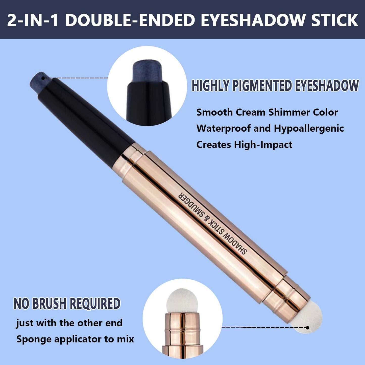 Daeuwiutr Black Eyeshadow Stick Eye Makeup Cream Shimmer Smooth Glitter Hypoallergenic Single Crayon Waterproof Long Lasting Eye Shadow Pencil