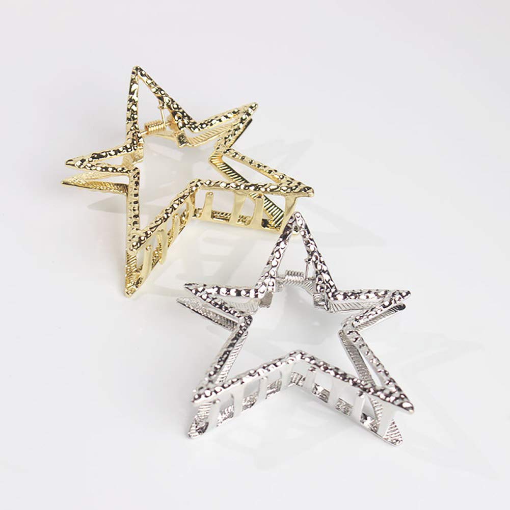Numblartd Hair Claw Clip - 2 Pcs Fashion Metal Alloy Hair Jaw Clamp Clips Hair Updo Grip Hair Accessories for Women for Medium to Long Hair (Gold +