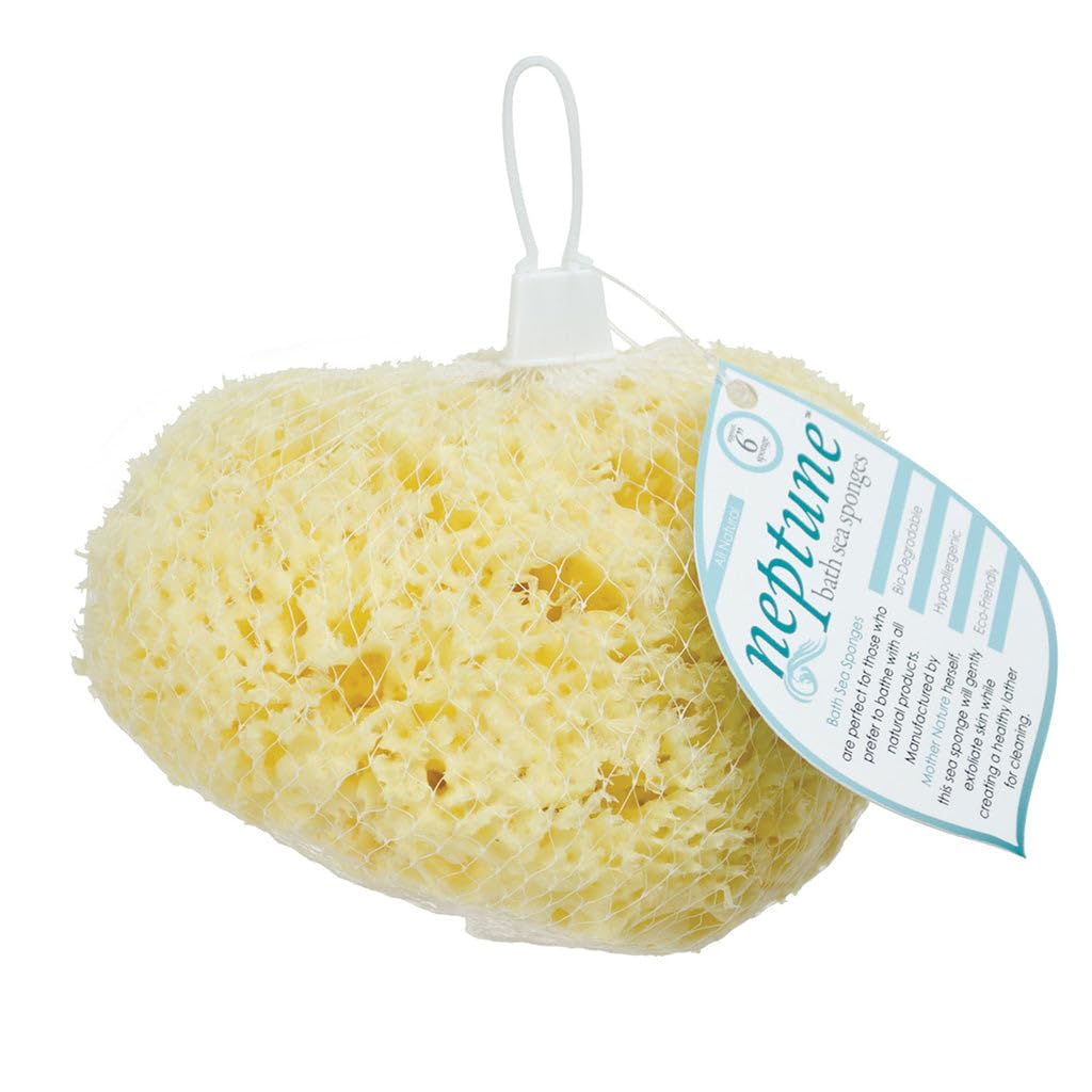 Neptune Natural Renewable Sea Wool Sponge, Hand Cut, Large, Approx. 6-7"