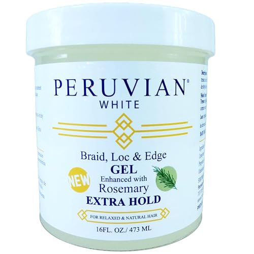 Peruvian white Braid, Loc, and Edge Gel EXTRA HOLD for Relaxed & Natural Hair, 16 oz. (Rosemary)
