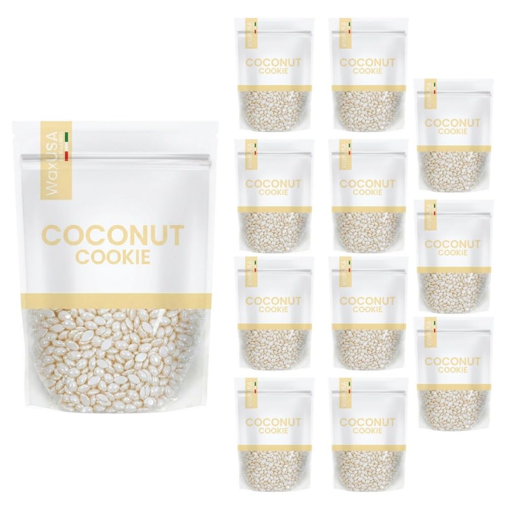 WaxUSA by Waxness Hard Wax Beads 1.67 lb (750g) Pack of 12 - Coconut Cookie Creamy Texture - Professional Stripless Hair Removal - Made in Italy Beauty and Personal Care Waxness