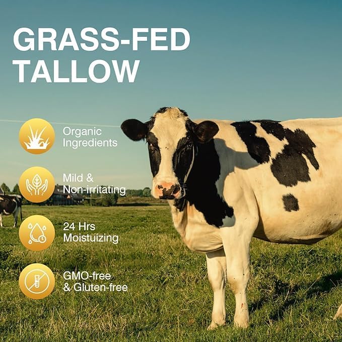 MROUVIK Beef Tallow for Skin, Tallow and Honey Cream,Tallow Face Moisturizer, Natural Grass-Fed Beef Tallow Balm with Raw Honey Moisturizing Cream
