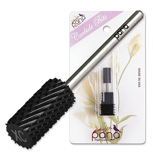 PANA Professional 3/32" Shank Size - Flat Top Large Barrel Carbide Bit - Nail Drill Bit for Dremel Machine (Silver, Gold, DLC Black) (Extra Coarse