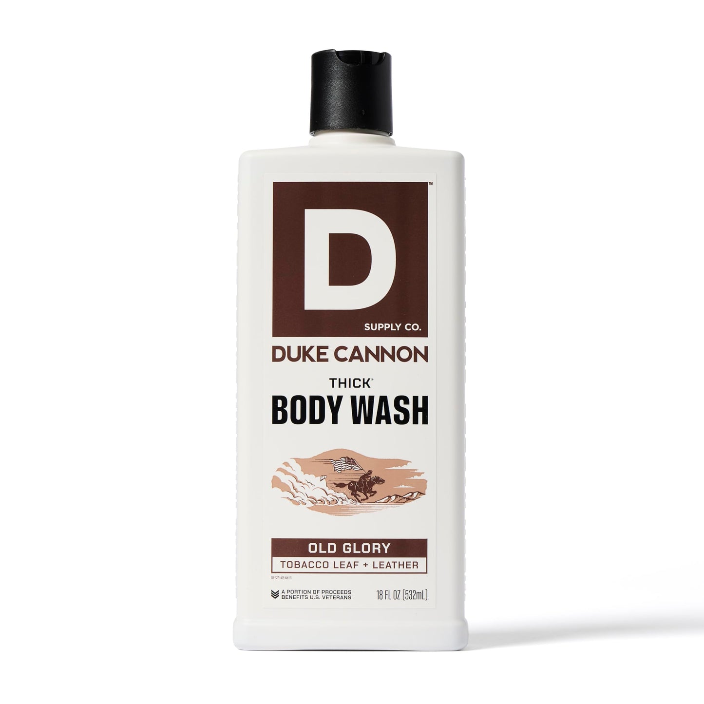 Duke Cannon Supply Co. Thick High Viscosity Body Wash - 3X Thicker, Cleansing Shower and Bath Gel, Mineral-Enriched for Men - Tobacco Leaf + Leather
