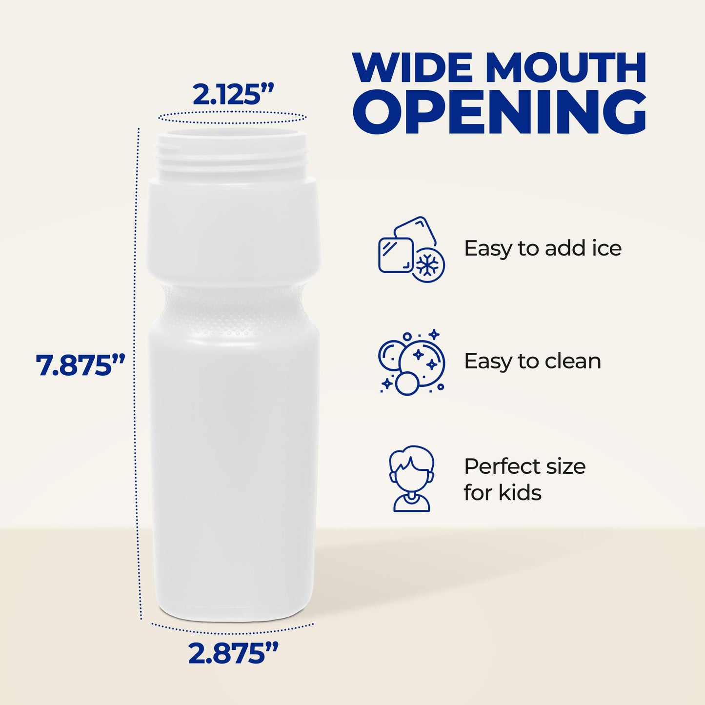 Rolling Sands USA Made 20 Ounce Sports Water Bottles - 24-Pack Bulk BPA-Free Blank Sports Bottles for Teams & Classrooms - Clear Frost Bottle/Variety