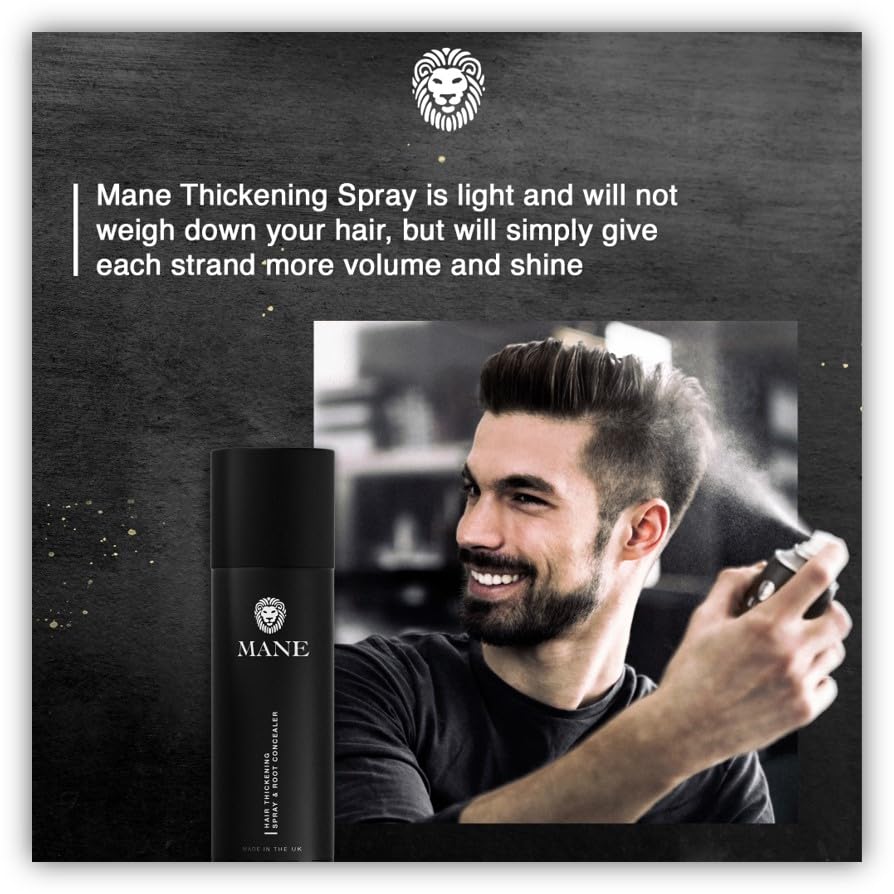 Mane Micro-Mineral Hair Thickening Spray & Root Touch Up Spray, Instant Volume & Root Cover Up for Thinning or Fine Hair, Lightweight Buildable