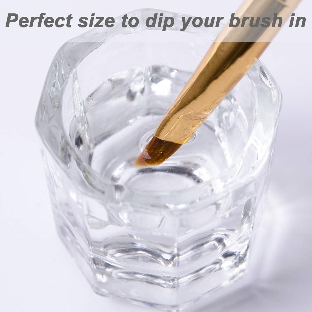 fiezkaa 2 Pcs Clear Nail Dappen Dish Glass Cup for Acetone and Nail Liquid, Small Dampen Dish for Acrylic Nails, Monomer, Powder, Polish Remover