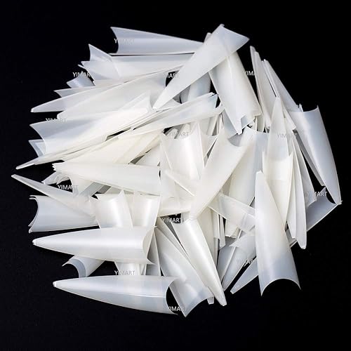 YIMART 500pcs Acrylic Medium Long Stiletto Nail Tips Easy Coffin Nails Sharp False Nail Art Tips For Nails Salon (Natural)