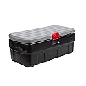 Rubbermaid 48 Gallon Black Action Packer Lockable Latch Indoor and Outdoor Storage Box Container for Home, Garage, Backyard, Single